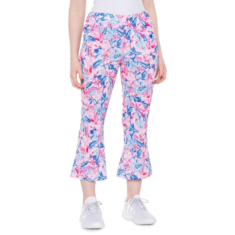 Stella Parker Tummy Control Kick Flare Capri Pants Womens S Deep Sea Pink NEW